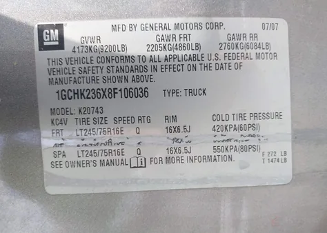 1GCHK236X8F106036
